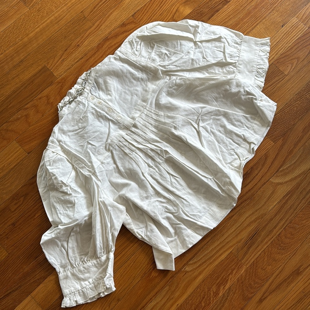 Anthropologie Forever That Girl Puff-Sleeve Embellished Blouse - Picture 7 of 7